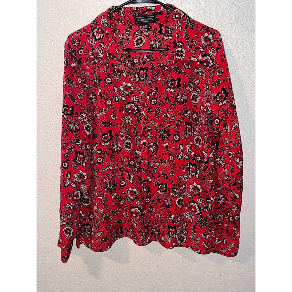 Elementz Red and Black Paisley Print Button Down